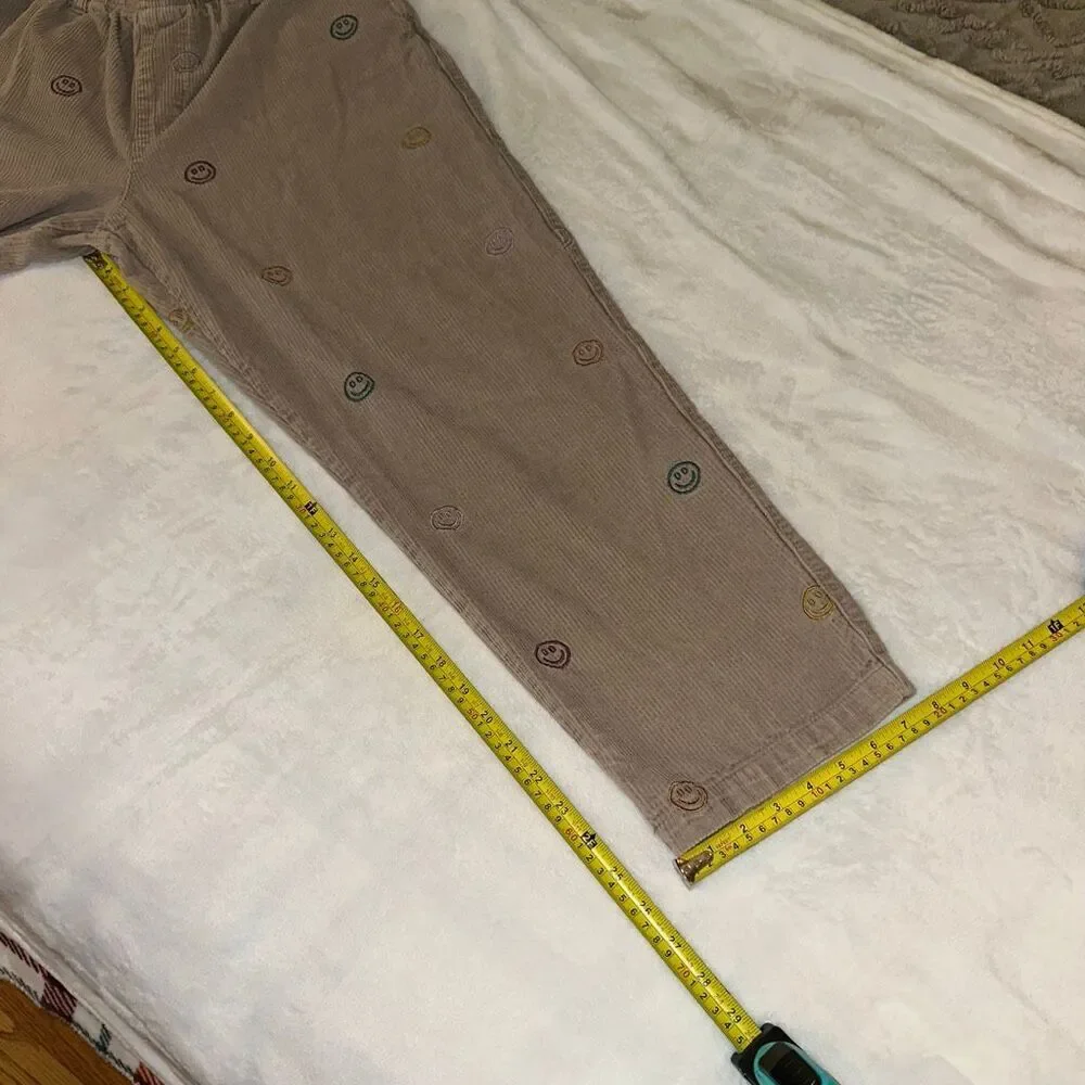 Urban Outfitters Men’s Medium Tan Corduroy Pants Embroidered Smiley Faces GUC